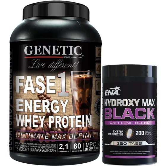Reemplaza Comida Batidos Fase 1 Quemador Hydroxy Max Genetic Sabor Café