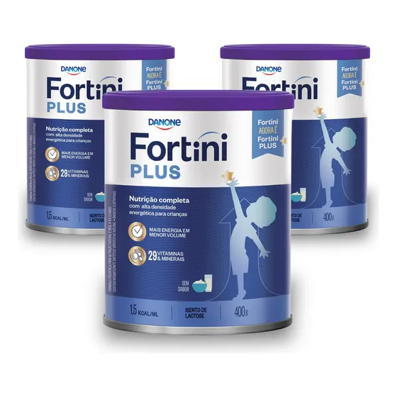 Kit C/3 Suplemento Alimentar Fortini Plus Sem Sabor 400g