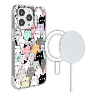 Funda Para iPhone Magsafe Mujer Gatos Patrón Antigolpes Funda Para iPhone Magsafe Mujer Gatos Patrón Antigolpes