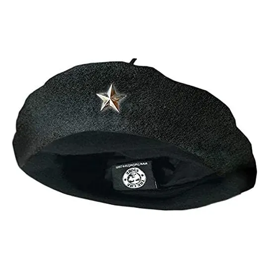 Boina Original Negra Con Forma De Estrella Plateada, Gran...
