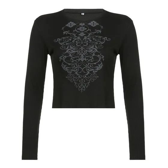 Ropa Nueva Retro Fairycore Grunge Con Estampado Gráfico Dark