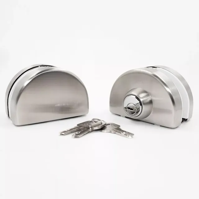 Juego De Cerradura De Puerta Doble De Cristal Semi Redondo