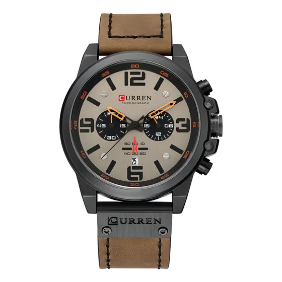 Reloj Para Hombre Curren 8314-3 Marrón Color de la correa Negro