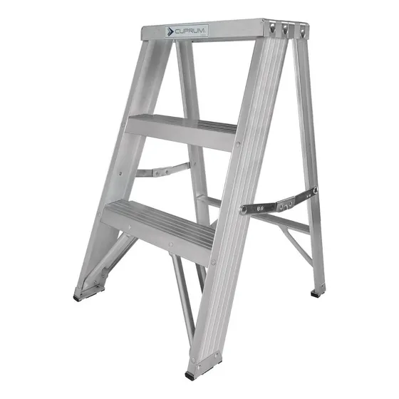 Escalera De Aluminio Cuprum 429-02n De 90 Kg Doméstica Color Gris Claro