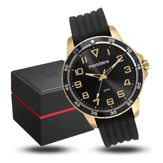 Relógio Masculino Mondaine Analógico Casual Dourado Original