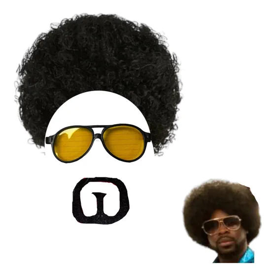 Disfraz De Onda Disco, Peluca, Lentes Y Barba