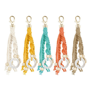Llaveros De Macramé Bohemio De 5 Piezas Con Cuentas De Mader Llaveros De Macramé Bohemio De 5 Piezas Con Cuentas De Mader