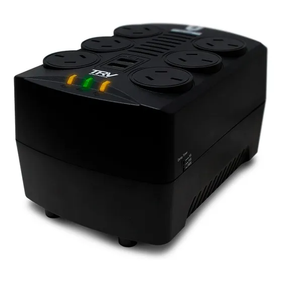 Estabilizador De Tension Trv Powersafe Usb 6tomas/usb/rj45 Color Negro