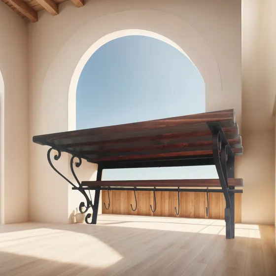Ganchera Rústica Hierro Y Madera