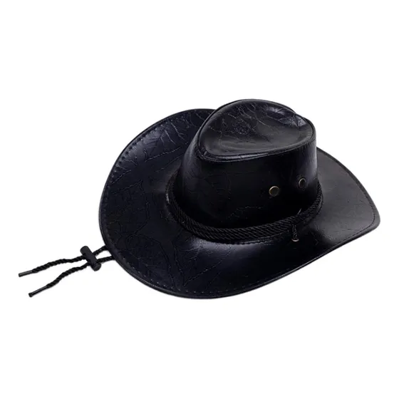 Sombrero De Vaquero De Cuero Pu A La Moda Con Correa Para La