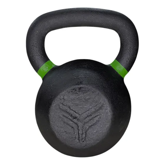 Pesa Rusa Fundicion Kettlebell Funcional Gym 24 Kg Mancuerna Color Negro Y Verde
