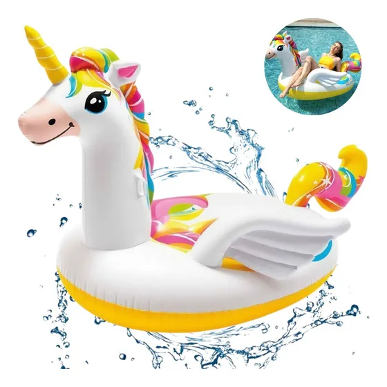 Salvavidas Inflable Unicornio Arcoíris Kawai Blanco Flotador Colorido Unicornio