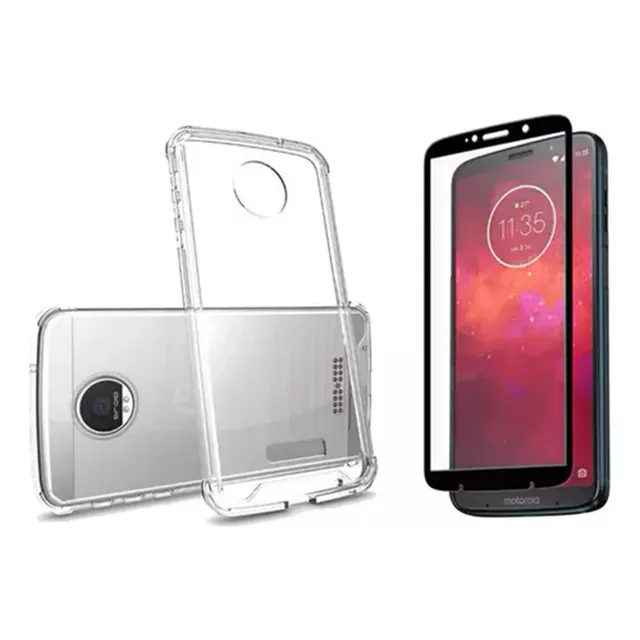 Capinha Capa Anti Queda Para Moto Z3 Play + Pelicula 3d