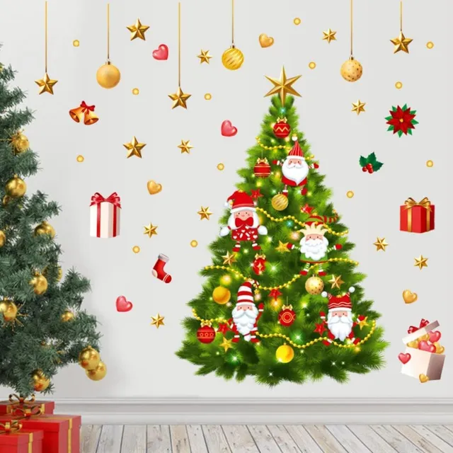 Pegatinas De Pared Navidad Decoración Arbol Regalos Adhesivo