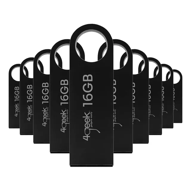 Kit 10 Memorias Usb 16gb 2.0 Bulk 4geek Negro