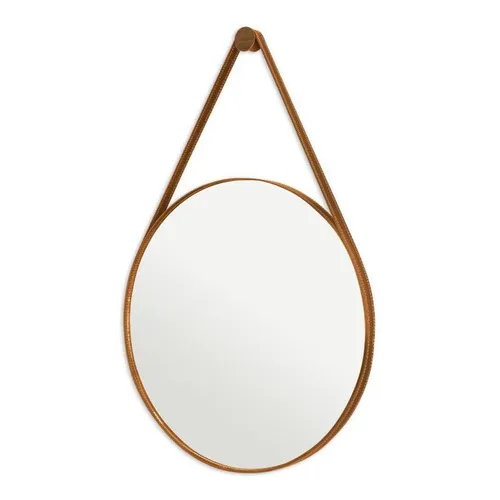 Espelho redondo de 60 cm - Adnet decorativo marrom claro