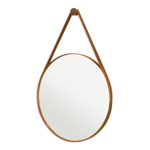 Espelho Redondo De 60 Cm - Adnet Decorativo Marrom Claro Espelho Redondo De 60 Cm - Adnet Decorativo Marrom Claro