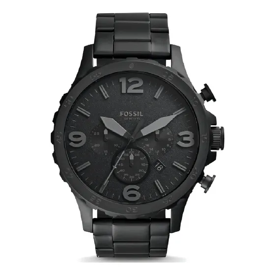Reloj pulsera Fossil Nate con correa de acero inoxidable color negro