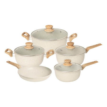 Jogo De Panelas 5 Peças Marble Cream Indução Cerâmica Oster Jogo De Panelas 5 Peças Marble Cream Indução Cerâmica Oster