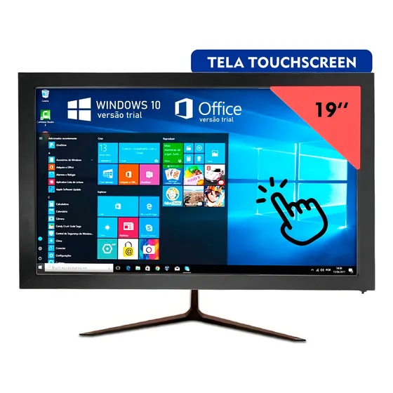 All In One Pc I3 4gb Ram 120gb Ssd Wifi Tela 19' Touchscreen Cor Preto 127/220v