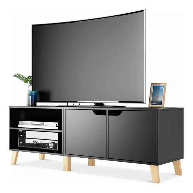 Soporte Tv 55  Centro Consola Central Medio Gabinete Negro
