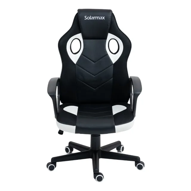 Silla Gamer Solarmax Ergonómica Giratoria Estudio Oficina Color Blanco Material Del Tapizado Cuero Sintético Y Mesh con ruedas