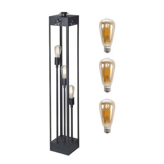 Lampara Fanal Electrico De Pie Vintage 3 Luces 121,5cm + Led