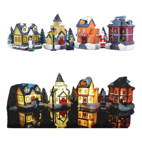 Set De Aldeas De Navidad Casas De Navidad Casa Pueblo Escena