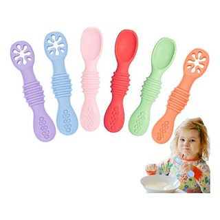 Juego De 6 Cucharas Masticables De Silicona Arcoíris Juego De 6 Cucharas Masticables De Silicona Arcoíris