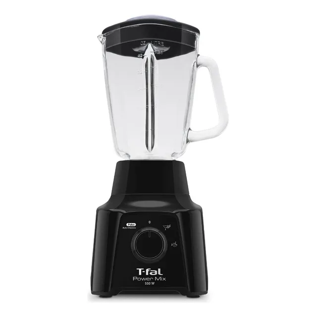 Licuadora de 2 Velocidades Powermix Negra con Vaso de Vidrio de 1.25 L, 550 W,T-Fal LN2838MX