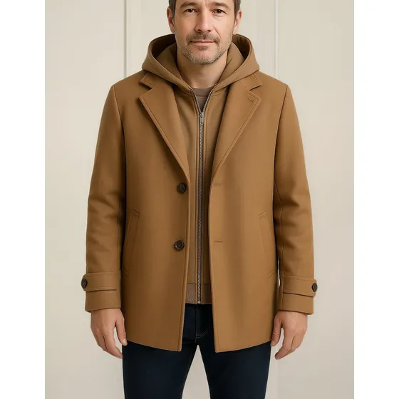 Saco Chaqueta Gaban Paño Con Frente Y Capucha Desmontable