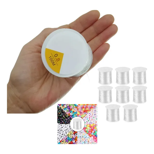 800 Mts Bobina Hilo Transparente Elástico Bisutería Pulseras