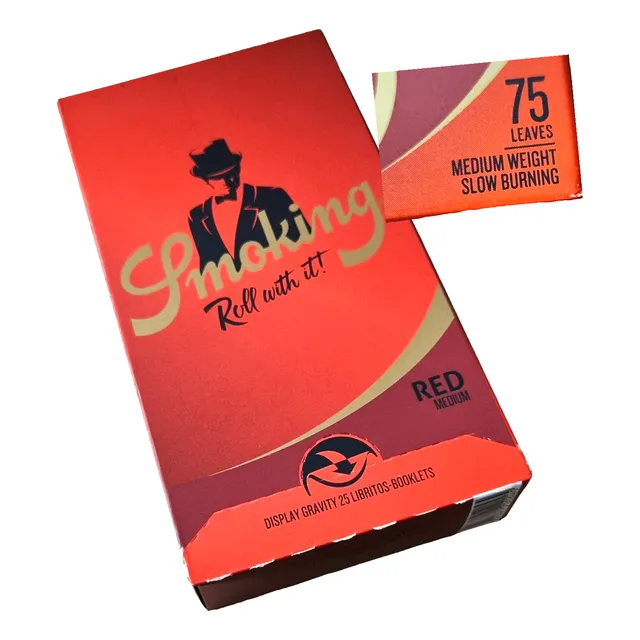 Papel Smoking Red Medium 25 X75 Hojas 1.1/4