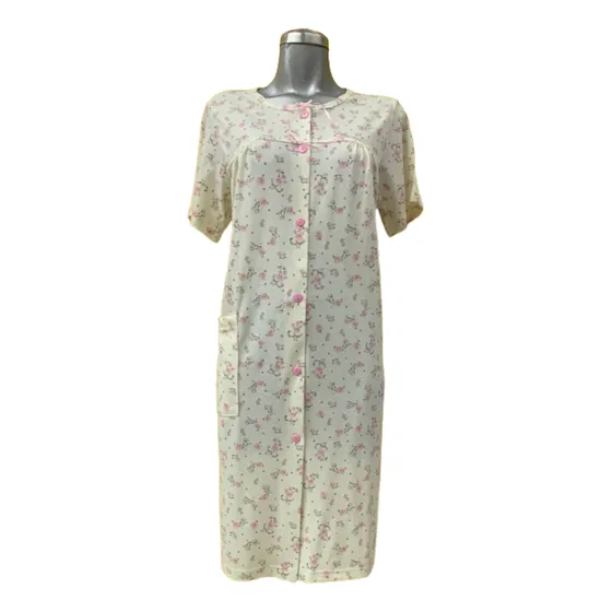 Bata Dama Dormir Manga Corta Algodón/poliester M.2748 Carezi