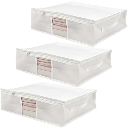 Kit 3 Saco Organizador Multiuso Closet Roupa Cama Mesa Banho Cor Branco