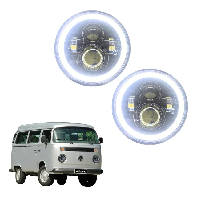 Farol De Led 8000 Lum Angel 7 Polegadas P Vw Fusca 73 Diant