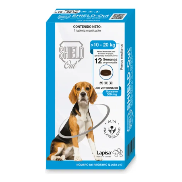 Suplemento Perros Shield Out 10 A 20 Kg Masticable 3 Meses