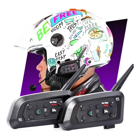 Par Intercomunicador V6 Plus Capacete Comunicador Sem Fio Bluetooth Moto Par Fone De Ouvido Para Capacete Kit Conversar Moto Garupa