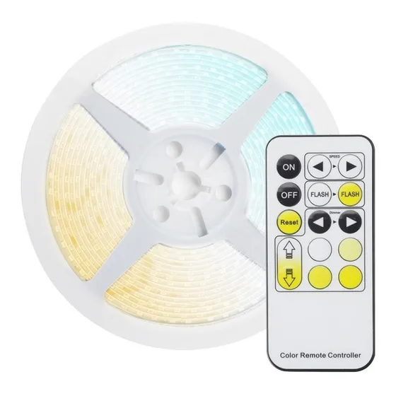 Tira Led 5m Longitud 24w Luz Blanca Ip65 Control Remoto Color de la luz Blanco Atenuable