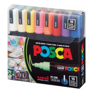 Uni Posca Pc-5m Ponta Média De 16 Cores Originais Uni Posca Pc-5m Ponta Média De 16 Cores Originais