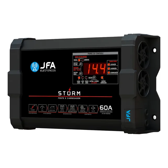 Fonte Carregador Jfa 60a Bivolt Storm Com Medidor Cca
