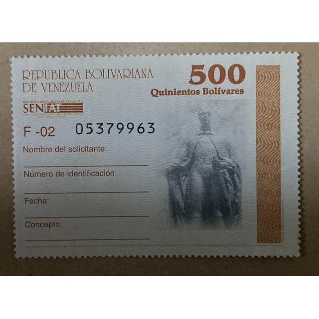 Estampillas Venezuela Timbre Fiscal 500bs (de Colección)