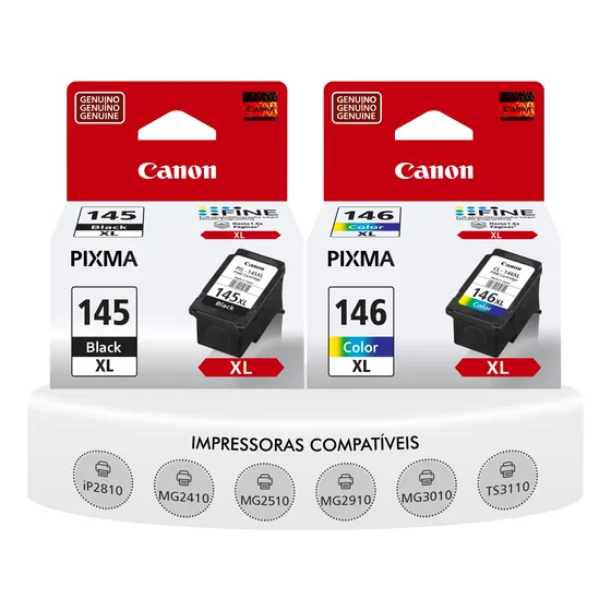 Kit Canon Pg145 Xl Preto Cl146 Xl Color Originais Pixmax