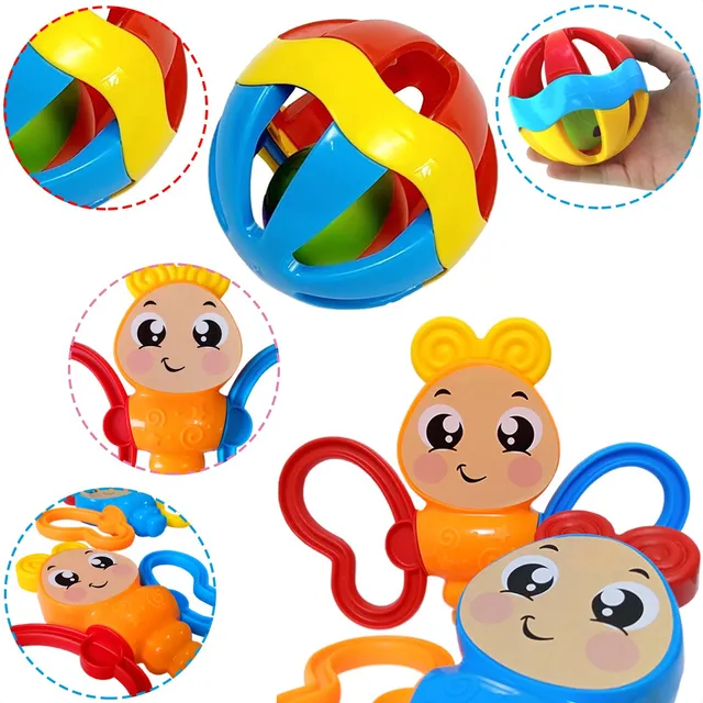 Kit 2 Brinquedos Infantil Borboletinha E Bolinha Chocalhos