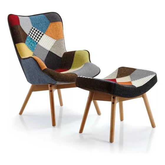 Sillon 1 Cuerpo Butaca Poltrona Eames + Posapie  Patchwork