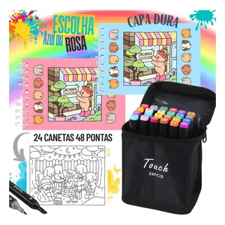 Kit Livro De Colorir Bobie Gods + 24 Canetinhas Ponta Dupla Kit Livro De Colorir Bobie Gods + 24 Canetinhas Ponta Dupla