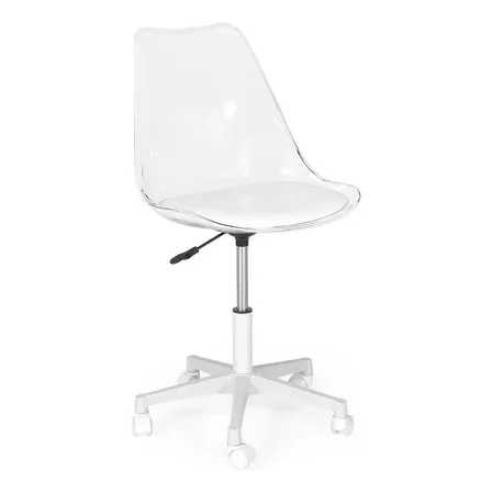 Cadeira Office Leda Acrílico Transparente Giratória - Branco