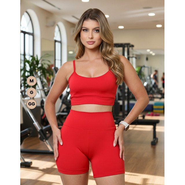 Conjunto Fitness Blackout Feminino Cintura Alta Moda Treino