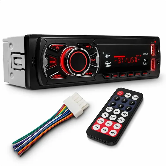 Som Pra Carro Aparelho Rádio Automotivo Bluetooth Bt Sd 5566