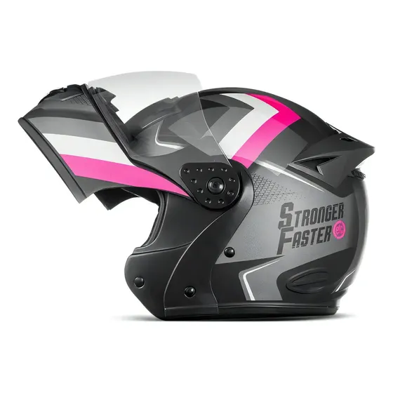 Capacete Integral Robocop Stronger Faster Gladiator Etceter Cor Cinza/Rosa Tamanho do capacete 60 — foto 2